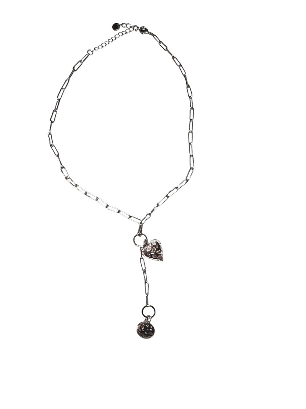 Treasure Jewels Delicate Silver Heart Y-Necklace with Charm Drop